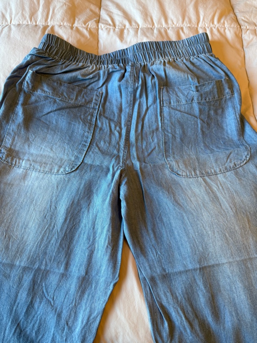 Tribal Light Wash Wide Leg Tencel Pants - Blue - Picture 7 of 8